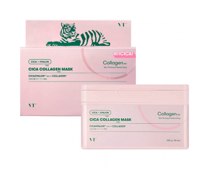 Набор тканевых масок с коллагеном для эластичности кожи VT Cosmetics Cica Collagen Mask, 30 шт
